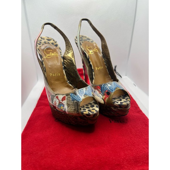 Christian Louboutin Winter Euro Trash Heels 150 PVC/Suede Leopard EU 37.5 7.5 - Picture 2 of 14